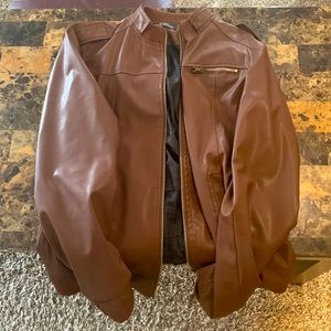 Brown Leather Zip-Up Jacket free with bundle